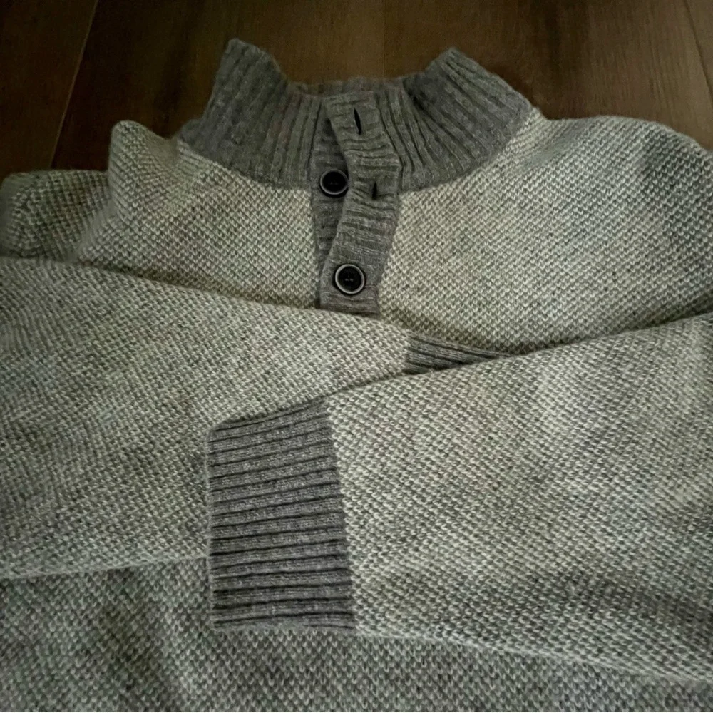 Luca Nobili Italy Men XL Pullover Button Sweater Gray Wool Blend 46